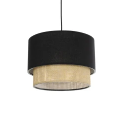 GLOBOSTAR® BIGGIE 204-0098 Μοντέρνο Κρεμαστό Φωτιστικό Οροφής με Ντουί 1 x E27 AC 220-240V IP20 - Μαύρο & Μπεζ - Μ30 x Π30 x Υ23,5cm