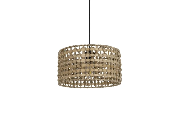 GLOBOSTAR® POMEGRANDE 204-0158 Boho Κρεμαστό Φωτιστικό Οροφής με Ντουί 1 x E27 AC 220-240V IP20 - Μπεζ & Καφέ - Μ30 x Π30 x Υ18cm