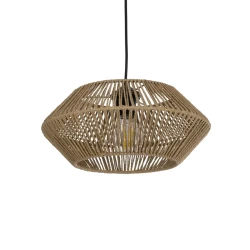 GLOBOSTAR® CASTRO 204-0164 Boho Κρεμαστό Φωτιστικό Οροφής με Ντουί 1 x E27 AC 220-240V IP20 - Μπεζ - Μ33 x Π33 x Υ17cm