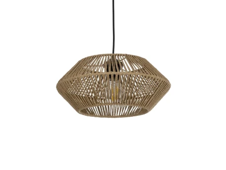 GLOBOSTAR® CASTRO 204-0164 Boho Κρεμαστό Φωτιστικό Οροφής με Ντουί 1 x E27 AC 220-240V IP20 - Μπεζ - Μ33 x Π33 x Υ17cm