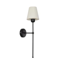 GLOBOSTAR® LING 204-0190 Μοντέρνο Φωτιστικό Τοίχου - Απλίκα με Ντουί 1 x E27 AC 220-240V IP20 - Μαύρο & Μπεζ - Μ14 x Π21 x Υ54cm