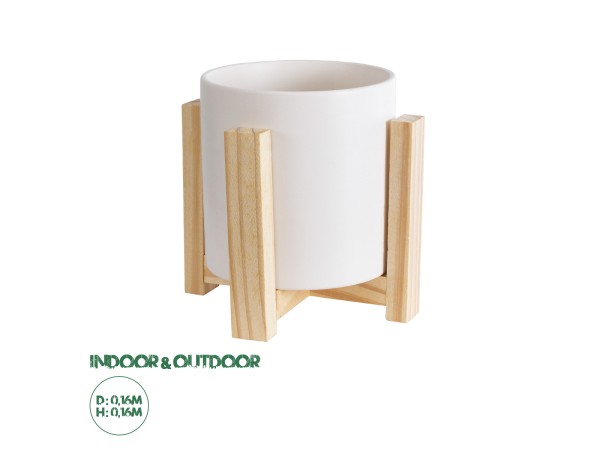 GloboStar® Artificial Garden PUERTO RICO 20542 Διακοσμητικό Κεραμικό Κασπώ Γλάστρα - Flower Pot Λευκό με Μπεζ Ξύλο Φ16 x Υ16cm GloboStar® Artificial Garden PUERTO RICO 20542 Διακοσμητικό Κεραμικό Κασπώ Γλάστρα - Flower Pot Λευκό με Μπεζ Ξύλο Φ16 x Υ16cm