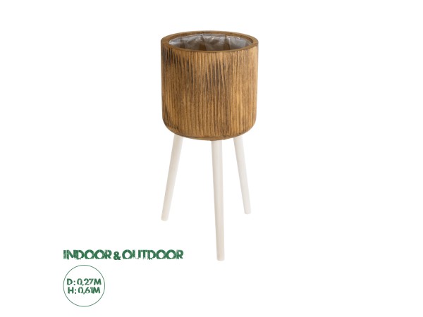 GloboStar® Artificial Garden JAMAICA 20555 Διακοσμητικό Ξύλινο Κασπώ Γλάστρα - Flower Pot Καφέ Φ27 x Υ61cm