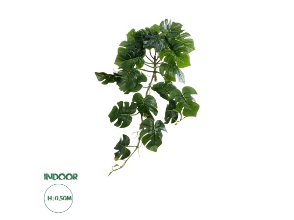 GloboStar® Artificial Garden HANGING MONSTERA 20600 - Τεχνητό Διακοσμητικό Κρεμαστό Φυτό Μονστέρα Μ28 x Π30 x Υ50cm