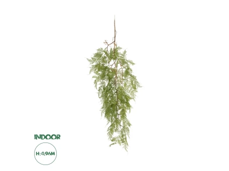 GloboStar® Artificial Garden HANGING FERN 20620 Τεχνητό Διακοσμητικό Κρεμαστό Φυτό Φτέρης Μ32 x Π14 x Υ96cm