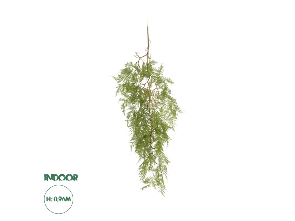 GloboStar® Artificial Garden HANGING FERN 20620 Τεχνητό Διακοσμητικό Κρεμαστό Φυτό Φτέρης Μ32 x Π14 x Υ96cm
