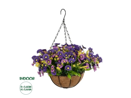 GloboStar® Artificial Garden GERBERA HANGING PLANT 20637 Τεχνητό Κρεμαστό Διακοσμητικό Φυτό Ζέρμπερας Μ40 x Π40 x Y46cm