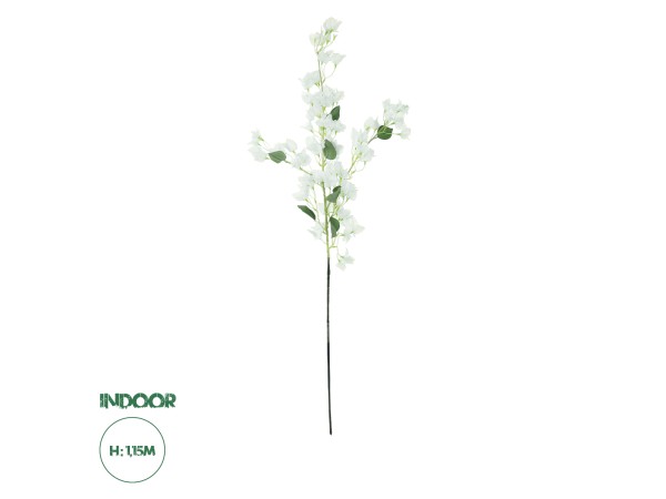 GloboStar® Artificial Garden BOUGAUVILLEA BRANCH 20651 Τεχνητό Διακοσμητικό Κλαδί Μπουκανβίλιας Λευκή Y115cm