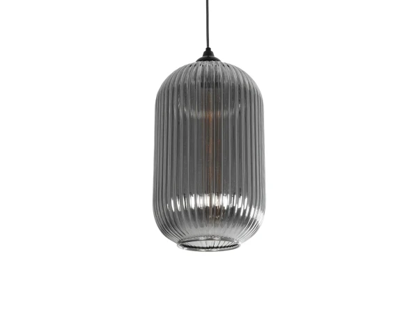 GLOBOSTAR® MELONI 206-0018 Μοντέρνο Κρεμαστό Φωτιστικό Οροφής με Ντουί 1 x E27 AC 220-240V IP20 - Μαύρο Φιμέ - Μ20 x Π20 x Υ38cm