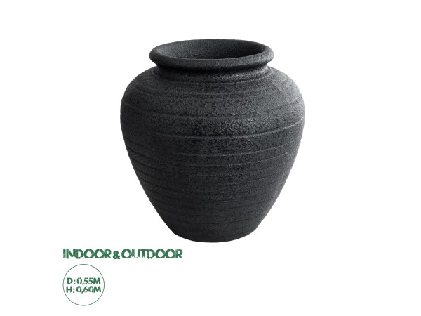 GloboStar® Artificial Garden OLYMPIA 20719 Επιδαπέδιο Πολυεστερικό Τσιμεντένιο Κασπώ Γλάστρα - Flower Pot Μαύρο Φ55 x Υ60cm GloboStar® Artificial Garden OLYMPIA 20719 Επιδαπέδιο Πολυεστερικό Τσιμεντένιο Κασπώ Γλάστρα - Flower Pot Μαύρο Φ55 x Υ60cm