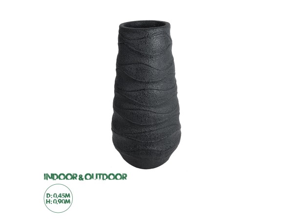 GloboStar® Artificial Garden BOLOGNA 20727 Επιδαπέδιο Πολυεστερικό Τσιμεντένιο Κασπώ Γλάστρα - Flower Pot Μαύρο Φ45 x Υ90cm