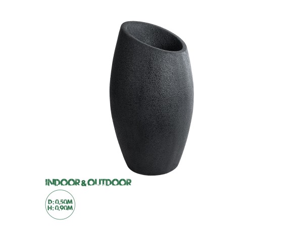 GloboStar® Artificial Garden MESTRE 20731 Επιδαπέδιο Πολυεστερικό Τσιμεντένιο Κασπώ Γλάστρα - Flower Pot Μαύρο Φ50 x Υ90cm GloboStar® Artificial Garden MESTRE 20731 Επιδαπέδιο Πολυεστερικό Τσιμεντένιο Κασπώ Γλάστρα - Flower Pot Μαύρο Φ50 x Υ90cm