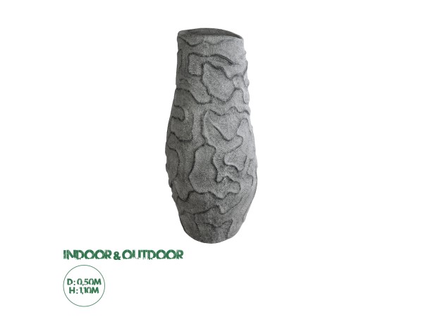 GloboStar® Artificial Garden GALICIA 20764 Επιδαπέδιο Πολυεστερικό Τσιμεντένιο Κασπώ Γλάστρα - Flower Pot Γκρι Φ50 x Υ110cm