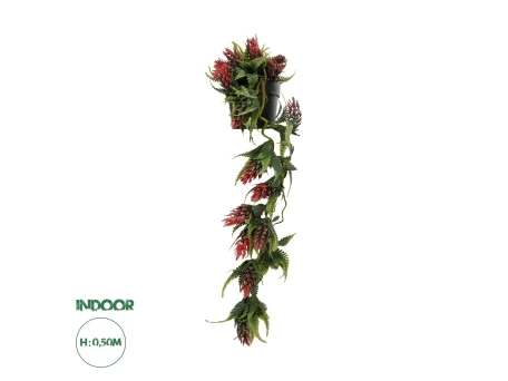 GloboStar® Artificial Garden HANGING RED PINE CONE 20869 Τεχνητό Κρεμαστό Διακοσμητικό Φυτό Κόκκινο Κουκουνάρι Μ17 x Π17 x Υ50cm