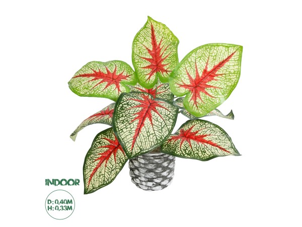 GloboStar® Artificial Garden CALADIUM 20891 Τεχνητό Διακοσμητικό Φυτό Τροπικό Φυτό Καλάδιο Φ40 x Υ33cm