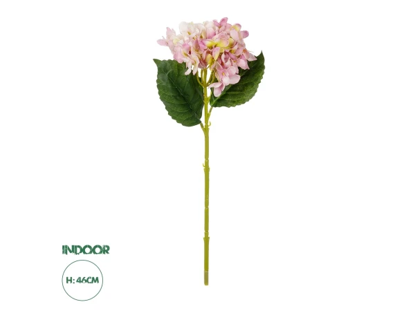 GloboStar® Artificial Garden LIGHT PINK HYDRANGEA BRANCH 21144 Τεχνητό Διακοσμητικό Κλαδί Ροζ Ορτανσία Y47cm