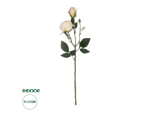 GloboStar® Artificial Garden CHAMPAGNE DAMASK CLIMBING ROSE BRANCH 21198 Τεχνητό Διακοσμητικό Κλαδί Τριαντάφυλλο Σαμπανιζέ Y55cm