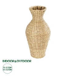 GloboStar® Artificial Garden HAVANA 21223 Διακοσμητικό Πλεκτό Καλάθι Κασπώ Γλάστρα Μπεζ Π22 x M22 x Υ42cm