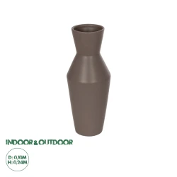GloboStar® Artificial Garden UNIQUE 21286 Διακοσμητικό Κεραμικό Βάζo Καφέ Π10 x Μ10 x Υ24cm