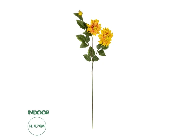 GloboStar® Artificial Garden ORANGE DHALIA BRANCH 21324 Τεχνητό Διακοσμητικό Πορτοκαλί Κλαδί Ντάλια Y115cm