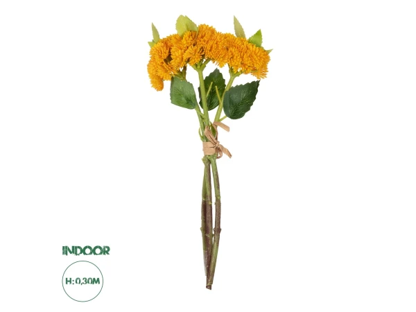 GloboStar® Artificial Garden ORANGE SEDUM BOUQUET 21346 Τεχνητό Διακοσμητικό Μπουκέτο Πορτοκαλί Σέδο Y30cm