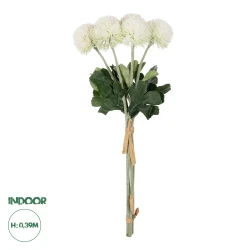 GloboStar® Artificial Garden WHITE ONIONBALL BOUQET 21371 Τεχνητό Διακοσμητικό OnionBall Μπουκέτο Y39cm