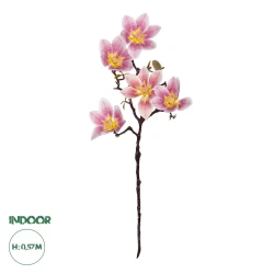GloboStar® Artificial Garden PING MAGNOLIA BRANCH 21424 Τεχνητό Διακοσμητικό Κλαδί Ροζ Μανόλια Y57cm