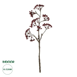 GloboStar® Artificial Garden RED HOLLY BERRIES FRUIT BRANCH 21427 Τεχνητό Διακοσμητικό Κλαδί Κόκκινο Γκί Y86cm