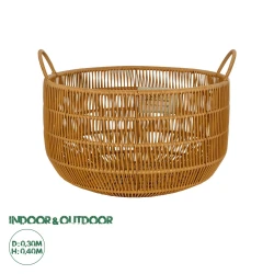 GloboStar® Artificial Garden COCOA 21495 Διακοσμητικό Πλεκτό Καλάθι - Κασπώ Γλάστρα - Flower Pot Μπεζ Φ30cm x Υ40cm