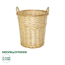 GloboStar® Artificial Garden ARIZONA 21503 Διακοσμητικό Πλεκτό Καλάθι - Κασπώ Γλάστρα - Flower Pot Μπεζ Φ36 x Υ38cm