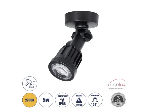 GLOBOSTAR® GARDENINI 61546 Φωτιστικό Σποτ LED 5W 650lm 38° DC 24V Αδιάβροχο IP68 Θερμό Λευκό 2700K Dimmable - Lumileds SMD Chip - Μαύρο - Μ7 x Π7 x Υ14.5cm - 3 Χρόνια Εγγύηση GLOBOSTAR® GARDENINI 61546 Φωτιστικό Σποτ LED 5W 650lm 38° DC 24V Αδιάβροχο IP68 Θερμό Λευκό 2700K Dimmable - Lumileds SMD Chip - Μαύρο - Μ7 x Π7 x Υ14.5cm - 3 Χρόνια Εγγύηση