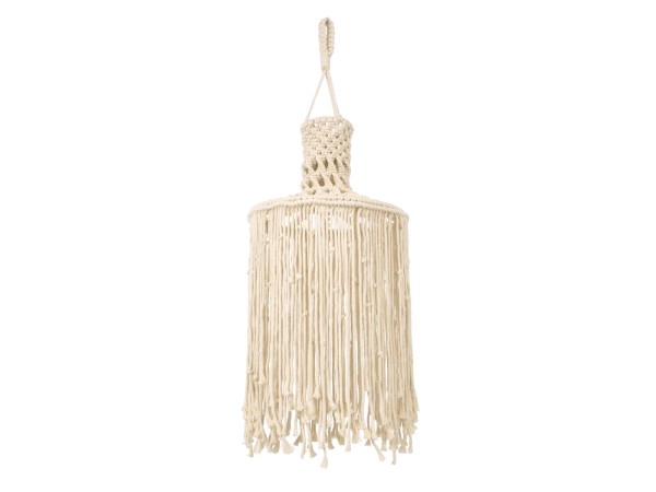 GloboStar® 36207 SENEGAL Boho Καπέλο Φωτιστικού- Μακραμέ Πλεκτό Χειροποίητο Μπεζ Βαμβακερό Νήμα - Μ30 x Π30  x Υ80cm