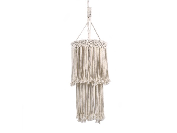 GLOBOSTAR® ZAMBIA 36208 Boho Κρεμαστό Φωτιστικό Οροφής με Ντουί 1 x E27 AC 220-240V IP20 - Μπεζ - Μ30 x Π30 x Υ60cm