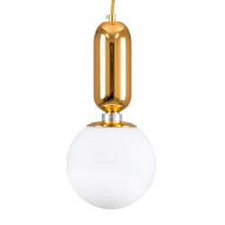 GLOBOSTAR® MAVERICK 00943 Μοντέρνο Κρεμαστό Φωτιστικό Οροφής με Ντουί 1 x E27 AC 220-240V IP20 - Χρυσό & Λευκό - Μ15 x Π15 x Υ33cm