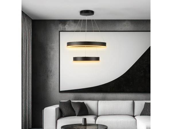 kelvo® VENOM KLV-101-0196 Κρεμαστό Φωτιστικό Οροφής LED 75W 7500lm 120° AC 220-240V IP20 Ρυθμιζόμενο Λευκό CCT με Χειριστήριο από 2700K έως 6000K Dimmable - Lumileds SMD Chip - Μαύρο Ματ - Μ60 x Π60 x Υ40cm - 3 Χρόνια Εγγύηση