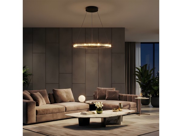 kelvo® DIAMOND KLV-101-0229 Κρεμαστό Φωτιστικό Οροφής LED 45W 4500lm 180° AC 220-240V IP20 Ρυθμιζόμενο Λευκό CCT με Χειριστήριο από 2700K έως 6000K Dimmable - Lumileds SMD Chip - Μαύρο Ματ - Μ60 x Π60 x Υ3cm - 3 Χρόνια Εγγύηση