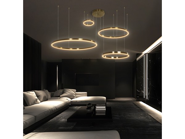 kelvo® VENOM KLV-101-0204 Κρεμαστό Φωτιστικό Οροφής LED 150W 15000lm 120° AC 220-240V IP20 Ρυθμιζόμενο Λευκό CCT με Χειριστήριο από 2700K έως 6000K Dimmable - Lumileds SMD Chip - Χρυσό Πλατίνα - Μ150 x Π90 x Υ60cm - 3 Χρόνια Εγγύηση