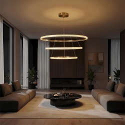 kelvo® DIAMOND KLV-101-0242 Κρεμαστό Φωτιστικό Οροφής LED 150W 15000lm 180° AC 220-240V IP20 Ρυθμιζόμενο Λευκό CCT με Χειριστήριο από 2700K έως 6000K Dimmable - Lumileds SMD Chip - Χρυσό Πλατίνα - Μ100 x Π100 x Υ100cm - 3 Χρόνια Εγγύηση