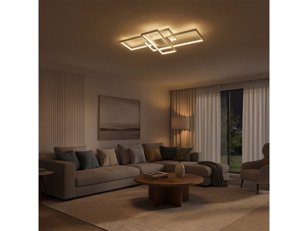 kelvo® QUADRA KLV-101-0294 Φωτιστικό Οροφής LED 100W 10000lm 120° AC 220-240V IP20 Ρυθμιζόμενο Λευκό CCT με Χειριστήριο από 2700K έως 6000K Dimmable - Lumileds SMD Chip - Λευκό Ματ - Μ85 x Π45 x Υ9cm - 3 Χρόνια Εγγύηση