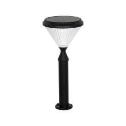 GLOBOSTAR® VEGGIE 90522 Φωτιστικό Κολωνάκι Κήπου LED 10W 500lm 120° με Ενσωματωμένο Φωτοβολταϊκό Panel 6V 2W & Επαναφορτιζόμενη Μπαταρία Li-ion 3.2V 6000mAh με Αισθητήρα Ημέρας-Νύχτας Αδιάβροχο IP65 Ψυχρό Λευκό 6000K - Sanan SMD Chip - Μαύρο - Μ26 x Π26 x