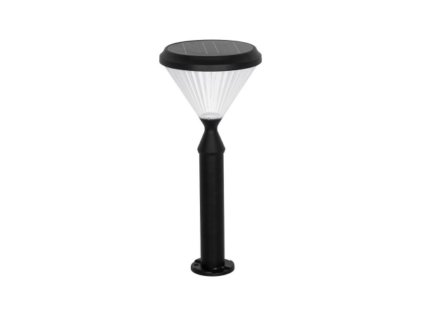 GLOBOSTAR® VEGGIE 90522 Φωτιστικό Κολωνάκι Κήπου LED 10W 500lm 120° με Ενσωματωμένο Φωτοβολταϊκό Panel 6V 2W & Επαναφορτιζόμενη Μπαταρία Li-ion 3.2V 6000mAh με Αισθητήρα Ημέρας-Νύχτας Αδιάβροχο IP65 Ψυχρό Λευκό 6000K - Sanan SMD Chip - Μαύρο - Μ26 x Π26 x