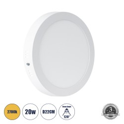 GLOBOSTAR® PANELO 60202 Panel Οροφής LED 20W 1800lm 120° AC 220-240V IP20 Θερμό Λευκό 2700K - Lumileds SMD Chip & TÜV SÜD Driver - Λευκό Γαλακτερό - Μ22 x Π22 x Υ3cm / Q20cm - 3 Χρόνια Εγγύηση