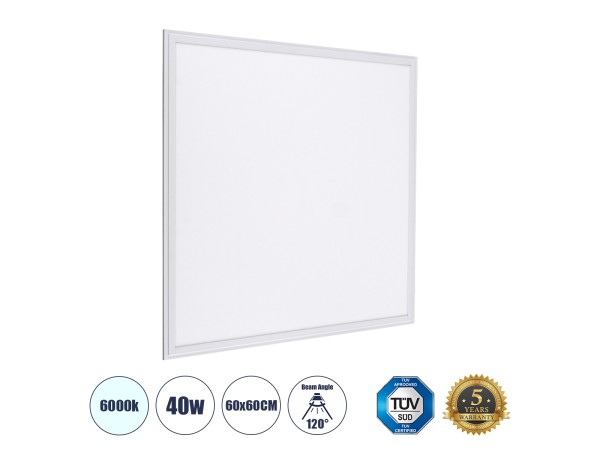 GLOBOSTAR® PANELETI 60206 Χωνευτό Panel Οροφής 60x60 LED 40W 4000lm 120° UGR<19 AC 220-240V IP20 Ψυχρό Λευκό 6000K - Lumileds SMD Chip & TÜV SÜD Driver - Λευκό Γαλακτερό - Μ60 x Π60 x Υ1.5cm / Q56 x 56cm - 5 Χρόνια Εγγύηση