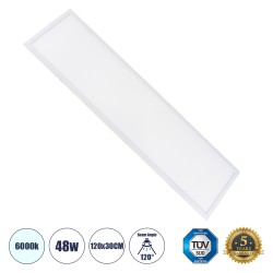 GLOBOSTAR® PANELETI 60212 Χωνευτό Panel Οροφής 120x30 LED 48W 4800lm 120° UGR<19 AC 220-240V IP20 Ψυχρό Λευκό 6000K - Lumileds SMD Chip & TÜV SÜD Driver - Λευκό Γαλακτερό - Μ120 x Π30 x Υ1.5cm / Q116 x 26cm - 5 Χρόνια Εγγύηση