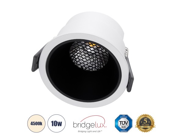 GLOBOSTAR® PLUTO-M 60252 Χωνευτό Downlight Σποτ με Honeycomb Anti Glare Reflector LED 10W 1300lm 38° AC 220-240V IP20 Φυσικό Λευκό 4500K - Bridgelux COB Chip & TÜV SÜD Driver - Λευκό & Μαύρο Ματ - Μ8.4 x Π8.4 x Υ5.9cm / Q7.5cm - 5 Χρόνια Εγγύηση