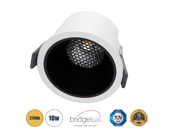 GLOBOSTAR® PLUTO-M 60253 Χωνευτό Downlight Σποτ με Honeycomb Anti Glare Reflector LED 10W 1250lm 38° AC 220-240V IP20 Θερμό Λευκό 2700K - Bridgelux COB Chip & TÜV SÜD Driver - Λευκό & Μαύρο Ματ - Μ8.4 x Π8.4 x Υ5.9cm / Q7.5cm - 5 Χρόνια Εγγύηση