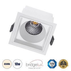GLOBOSTAR® PLUTO-M 60272 Χωνευτό Downlight Φωτιστικό Σποτ με Honeycomb Anti Glare Reflector LED 10W 1300lm 38° AC 220-240V IP20 Φυσικό Λευκό 4500K - Bridgelux COB Chip & TÜV SÜD Driver - Λευκό Ματ - Μ8.4 x Π8.4 x Υ5.9cm / Q7.5 x 7.5cm - 5 Χρόνια Εγγύηση