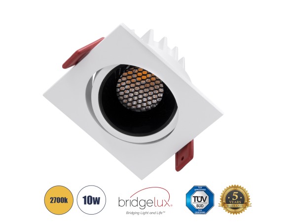 GLOBOSTAR® LEO-SQ 60289 Χωνευτό Κινούμενο Downlight Σποτ με Honeycomb Anti Glare Reflector LED 10W 1250lm 38° AC 220-240V IP20 Θερμό Λευκό 2700K - Bridgelux COB Chip & TÜV SÜD Driver - Λευκό & Μαύρο Ματ - Μ8.5 x Π8.5 x Υ6.6cm / Q7.5 x 7.5cm - 5 Χρόνια Εγγ GLOBOSTAR® LEO-SQ 60289 Χωνευτό Κινούμενο Downlight Σποτ με Honeycomb Anti Glare Reflector LED 10W 1250lm 38° AC 220-240V IP20 Θερμό Λευκό 2700K - Bridgelux COB Chip & TÜV SÜD Driver - Λευκό & Μαύρο Ματ - Μ8.5 x Π8.5 x Υ6.6cm / Q7.5 x 7.5cm - 5 Χρόνια Εγγ