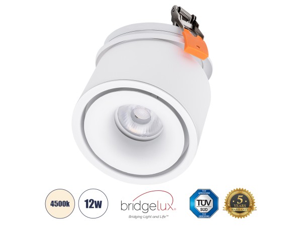 GLOBOSTAR® OMEGA-R 60294 Χωνευτό Κινούμενο Downlight Σποτ LED 12W 1560lm 36° AC 220-240V IP20 Φυσικό Λευκό 4500K - Bridgelux COB Chip & TÜV SÜD Driver - Λευκό Ματ - Μ10 x Π10 x Υ8.2cm / Q9cm - 5 Χρόνια Εγγύηση GLOBOSTAR® OMEGA-R 60294 Χωνευτό Κινούμενο Downlight Σποτ LED 12W 1560lm 36° AC 220-240V IP20 Φυσικό Λευκό 4500K - Bridgelux COB Chip & TÜV SÜD Driver - Λευκό Ματ - Μ10 x Π10 x Υ8.2cm / Q9cm - 5 Χρόνια Εγγύηση