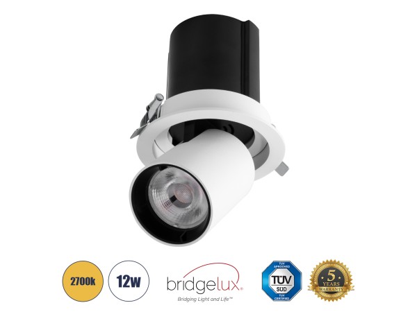 GLOBOSTAR® VIRGO-M 60307 Χωνευτό Κινούμενο Downlight Σποτ LED 12W 1500lm 36° AC 220-240V IP20 Θερμό Λευκό 2700K - Bridgelux COB Chip & TÜV SÜD Driver - Λευκό & Μαύρο Ματ - Μ11 x Π11 x Υ11.5cm / Q9.5cm - 5 Χρόνια Εγγύηση GLOBOSTAR® VIRGO-M 60307 Χωνευτό Κινούμενο Downlight Σποτ LED 12W 1500lm 36° AC 220-240V IP20 Θερμό Λευκό 2700K - Bridgelux COB Chip & TÜV SÜD Driver - Λευκό & Μαύρο Ματ - Μ11 x Π11 x Υ11.5cm / Q9.5cm - 5 Χρόνια Εγγύηση